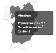 Mapa Região Alentejo Portugal