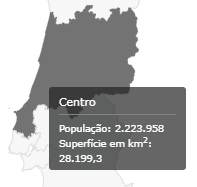 Mapa da Região Centro de Portugal